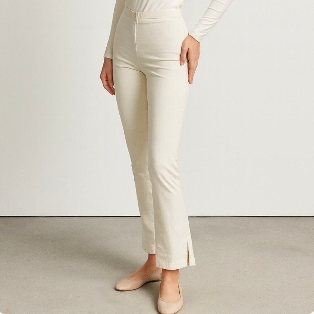Y2K Cotton Stretch Classic 90s Minimalist Pants With Slit Hem French Girl